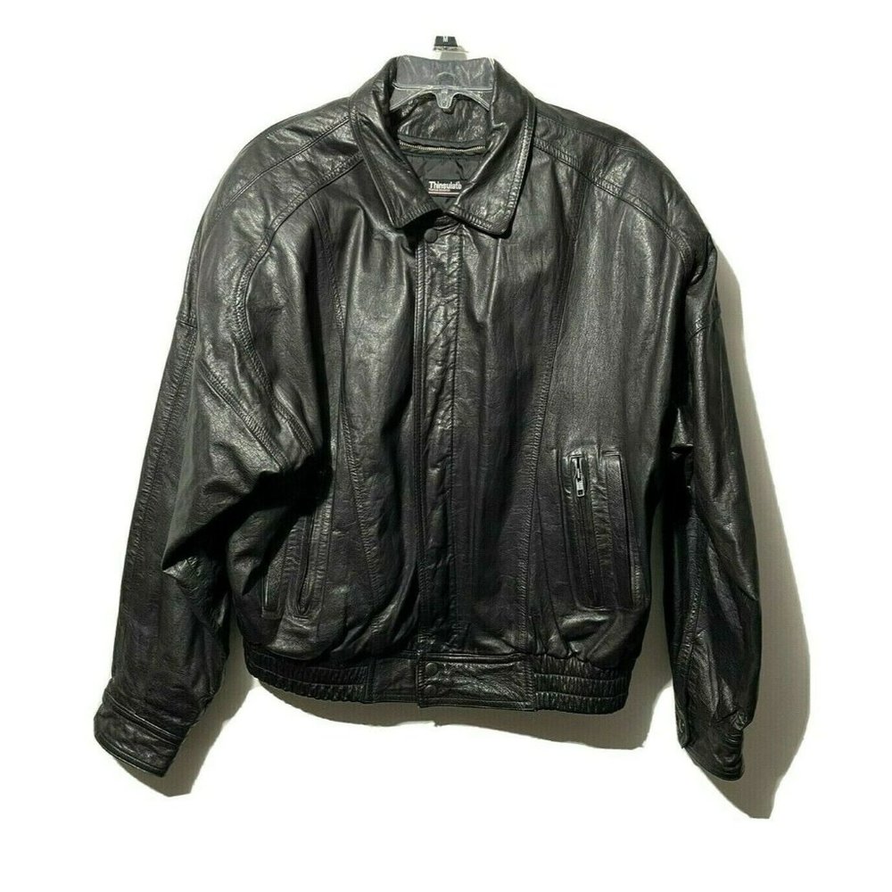 Vintage Byrnes & Baker Men's Black Leather Motorcycle Jacket Thinsulate Size L